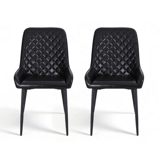 Artiss 2x Dining Chairs Retro PU Leather Kitchen Lounge Cafe Accent Chair Black
