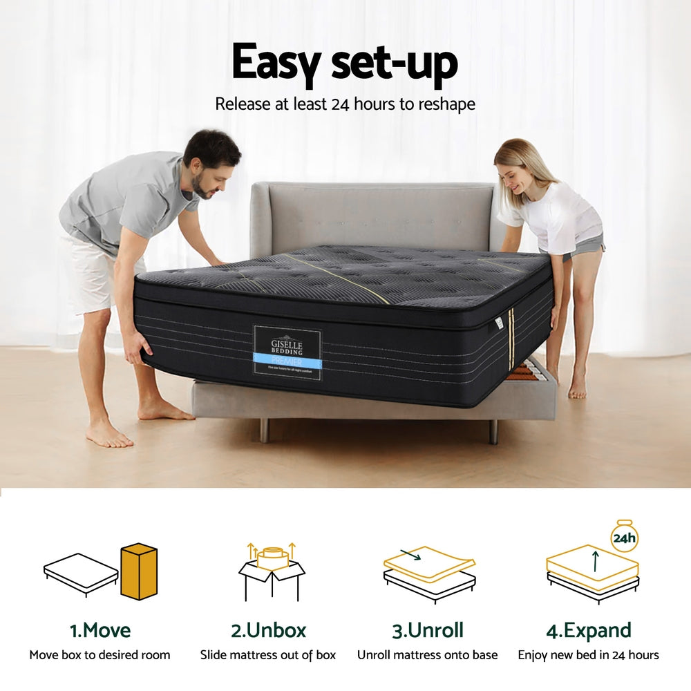 35cm Giselle Mattress Single Bed Bamboo Pocket Firm Foam