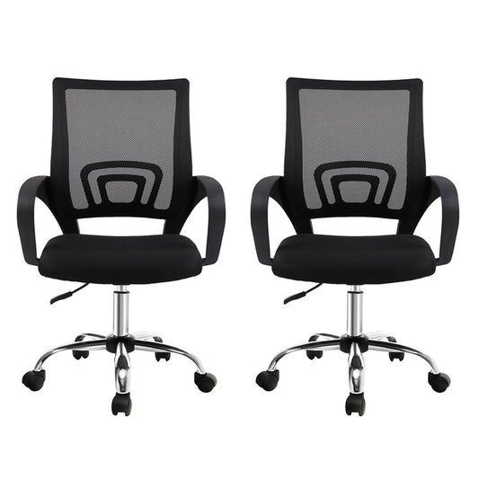 Artiss 2x Mesh Office Chair Mid Back Black