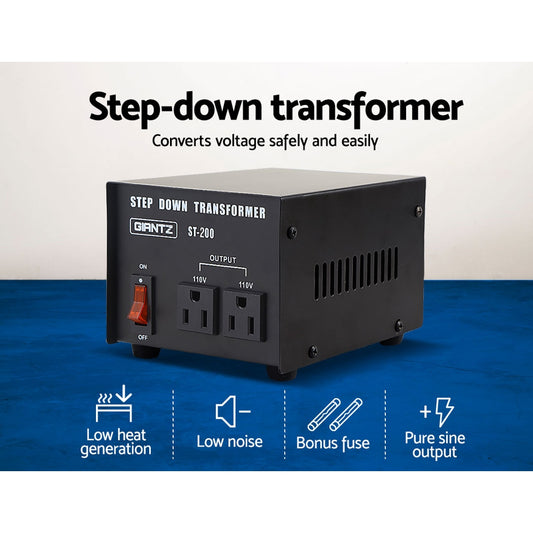 Giantz 200W Step Down Transformer 240V to 110V – AU to US Voltage Converter