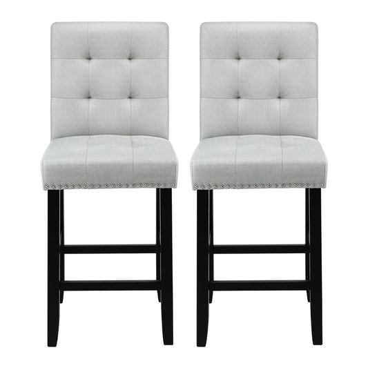 Artiss 2x Bar Stools Kitchen Dining Chairs Counter Fabric Stool Wooden Ada Grey
