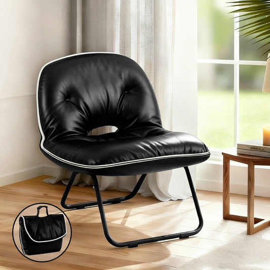 Artiss 2-in-1 Foldable Armchair Lounge Chair Portable – Black