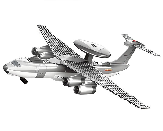 Christmas gift KJ2000 Airborne Early Warning Aircraft Building Blocks Set, 199 Pieces Military Model Kit for Kids Aged 6+ & Enthusiasts(KJ2000 early warning aircraft)