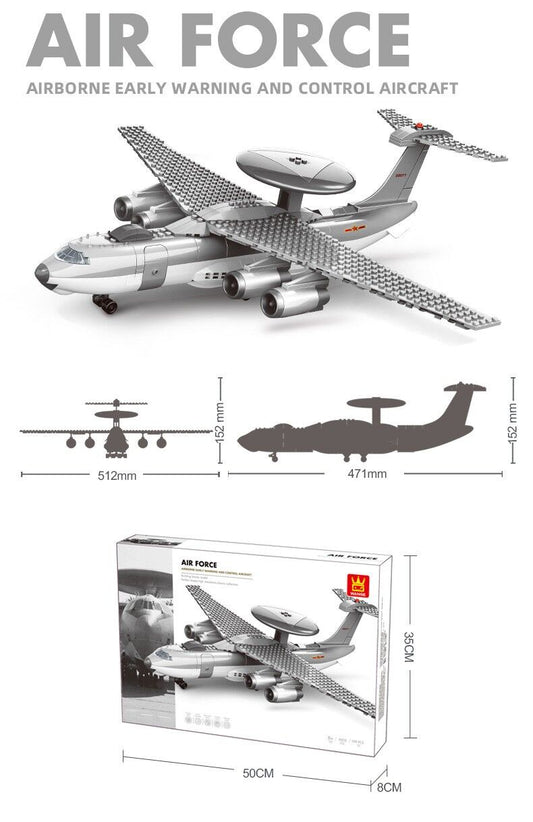 Christmas gift KJ2000 Airborne Early Warning Aircraft Building Blocks Set, 199 Pieces Military Model Kit for Kids Aged 6+ & Enthusiasts(KJ2000 early warning aircraft)