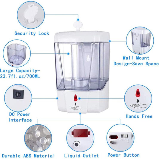 Automatic Hand Soap Dispenser, 700Ml Wall Mounted Soap Dispenser, Touchless Hand Sanitizer Shampoo Dispenser, Touchless