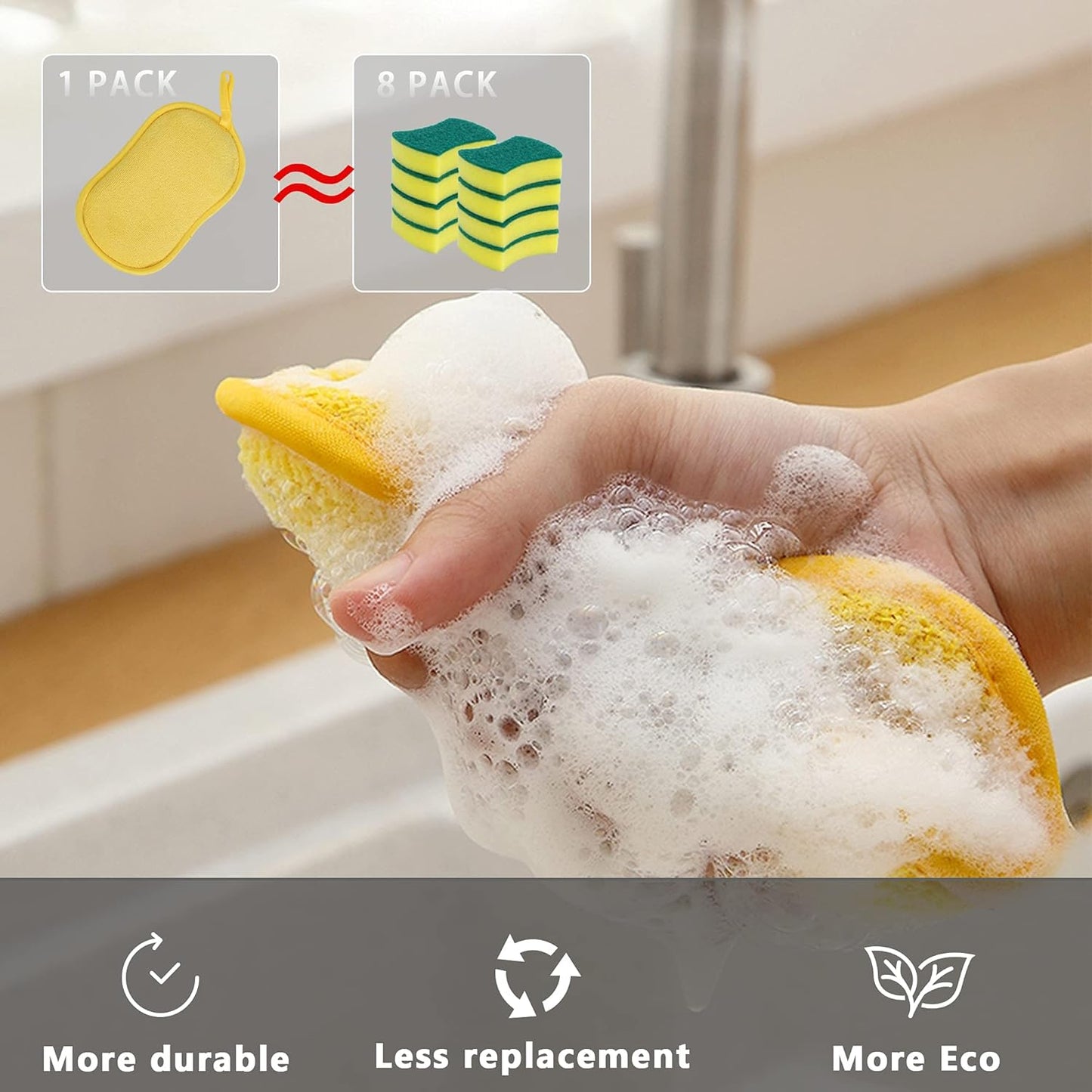 Multipurpose Kitchen Scrub Sponges, Heavy Duty Cleaning Non-Scratch Scrub Sponge, Reusable Microfiber Sponge for Household Cleaning, Random Colors (Multicolour)