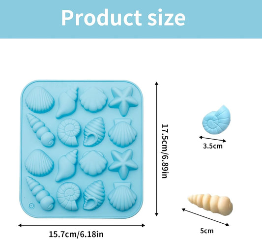 3Pcs Seashell Silicone Molds, Ocean-Themed Baking Molds for Chocolates, Candies, Ice Cubes, Soap, Resin, DIY Crafts and Beach-Themed Decorations