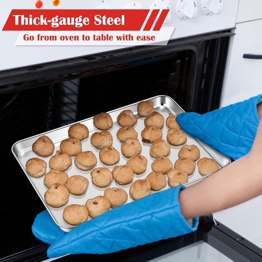 Cookie Sheet for Baking, 18”x13” Stainless Steel Baking Sheet Pan for Oven, Large Non Toxic Metal Baking Tray for Cake Cookies, Healthy & Rust Free, Mirror Finish & Dishwasher Safe, 1 Pack