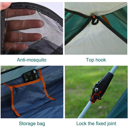 Instant Pop Up Tent For Hiking 2/3/4 Person Camping Tents, Waterproof Windproof Family Tent With Top Rainfly, Easy Set Up, Portable With Carry Bag, With UV Protection / GREEN-ORANGE