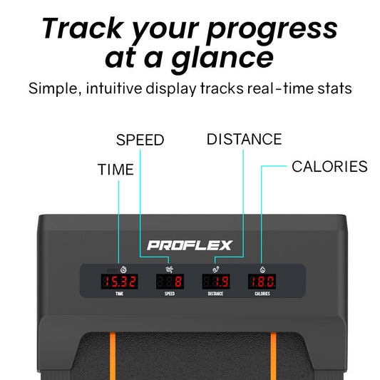PROFLEX Electric Walking Pad Under Desk Treadmill, Remote Control, Compact Foldable Size, Tablet Holder, LCD Display, Walk or Light Jog