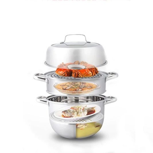 Zhang Xiao Quan 28cm 3-Tier Stainless Steel Steamer – Multi-Level Food Steamer