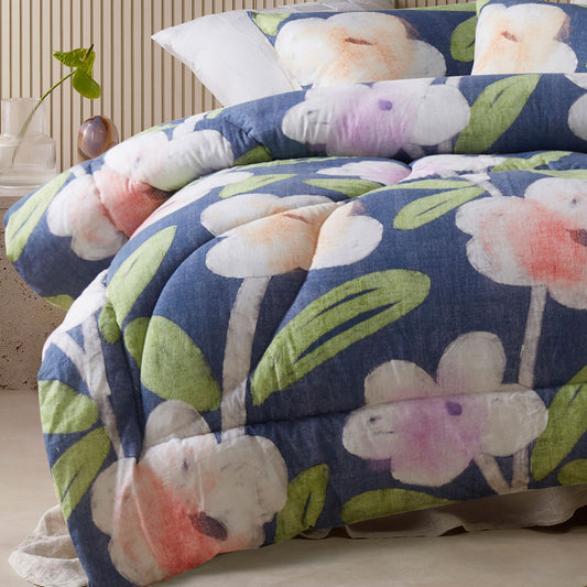 Accessorize Bella Blue Floral 3 Piece Comforter Set King