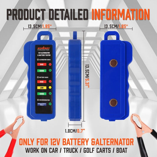 Digital 12V Alternator Battery Tester Car Load Tester Automotive Voltage Check