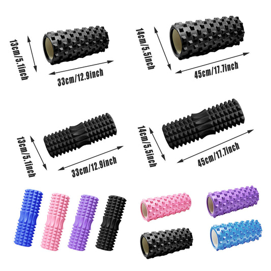 High Density EVA Foam Roller Yoga Massage Stick for Fitness - Wolf Tooth Style Purple-45cm
