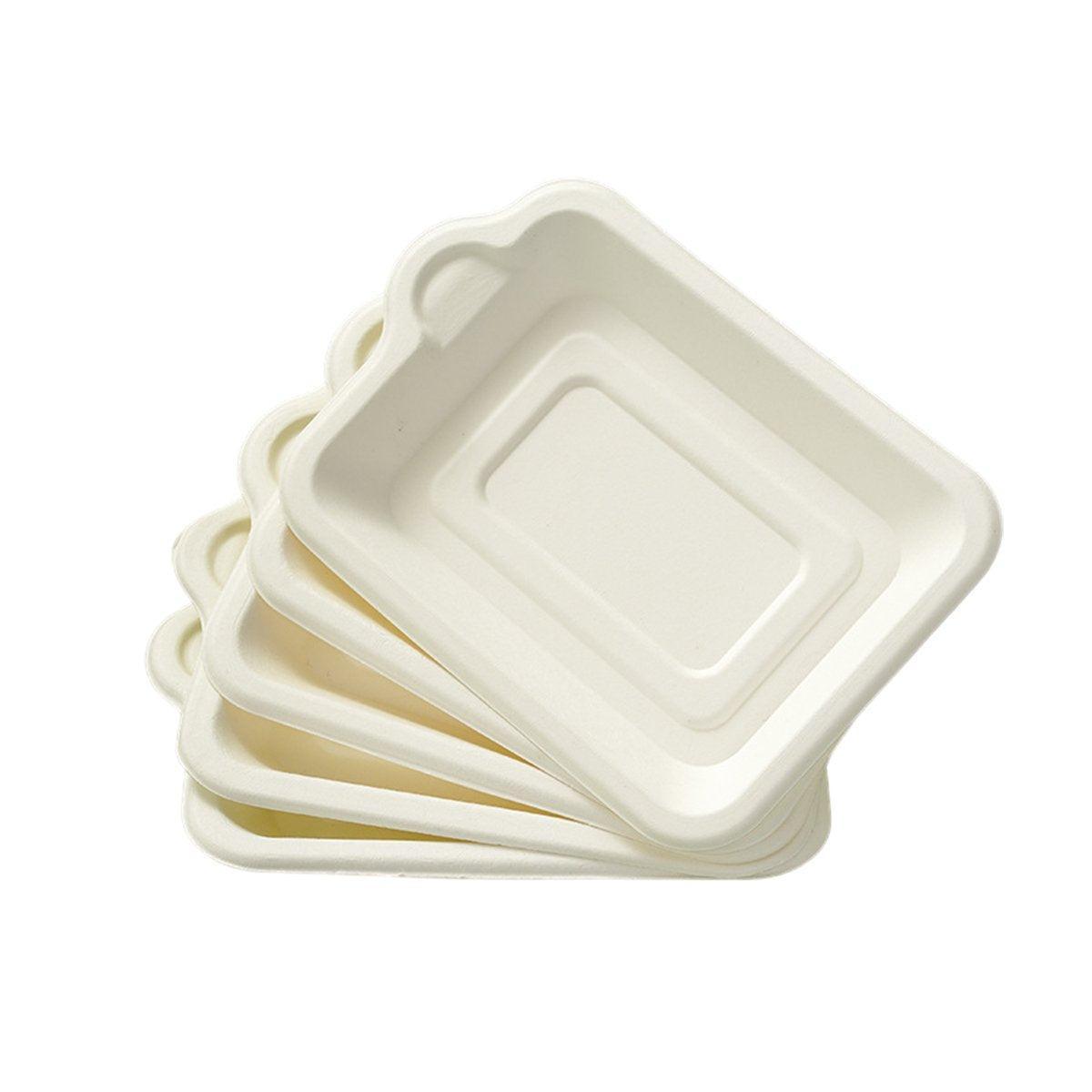 100PCS Degradable Paper Plates Thickened White Rectangular Cake Paper Plate - Square