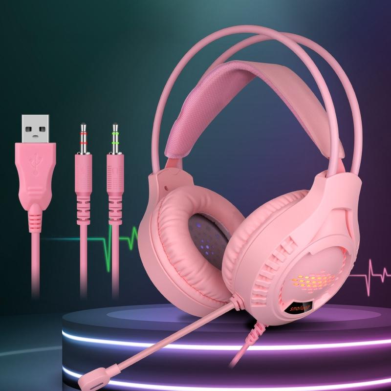 3.5Mm Luminous Game Headset For Desktop - White