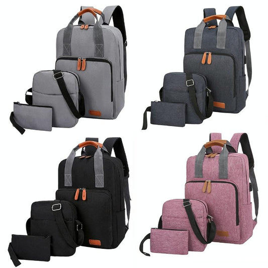 3-in-1 Student Usb Backpack - Multi-functional - Light Grey