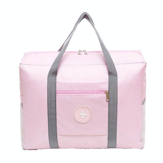 Folding Travel Bag with Trolley Case for Luggage - Pink