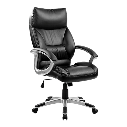 PU Leather Executive Office Chair – Ergonomic Swivel Computer Desk Chair in Black
