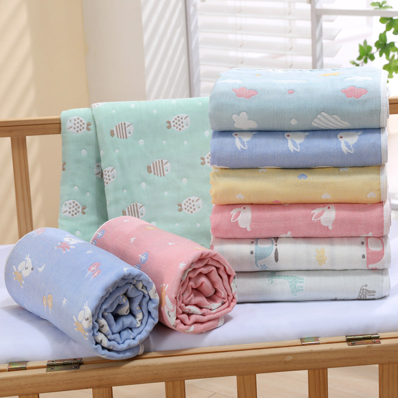 Blue Dog, 6-Layer Muslin Baby Blanket - Soft Cotton Bedding for Infants and Toddlers, 110x110cm