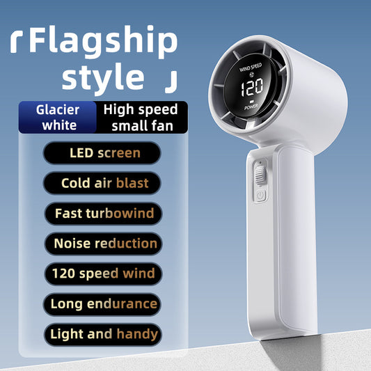 Handheld Fan 120-Speed Display USB Rechargeable – White