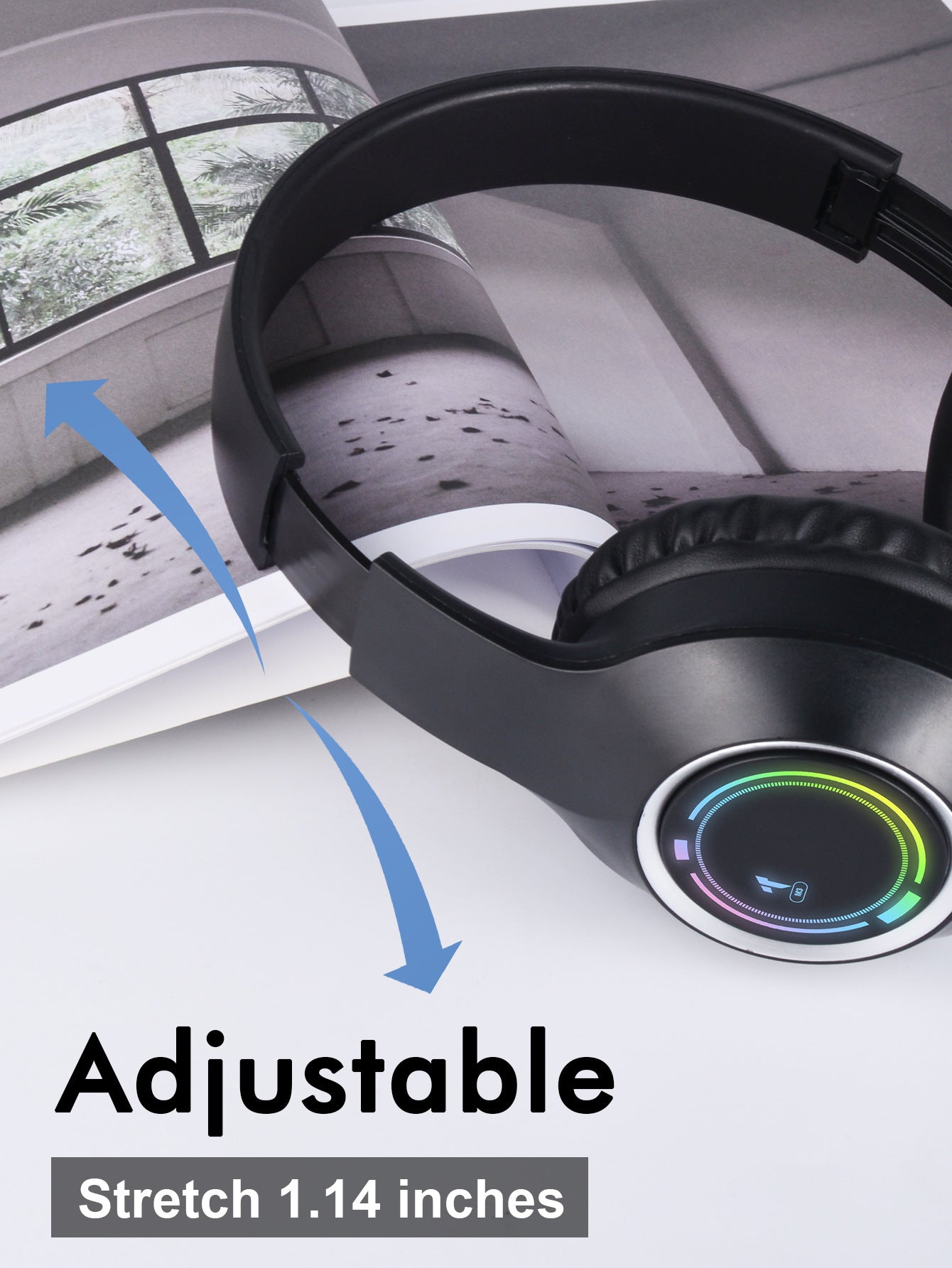 Beige Bluetooth 5.2 Headphones - Foldable, Adjustable Headband, TF Card