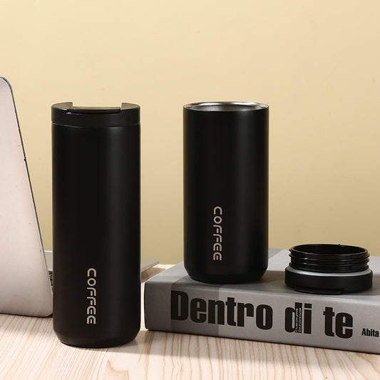 Insulated Coffee Tumbler Set 400ml & 500ml – Stainless Steel One-Touch Lid (Black)