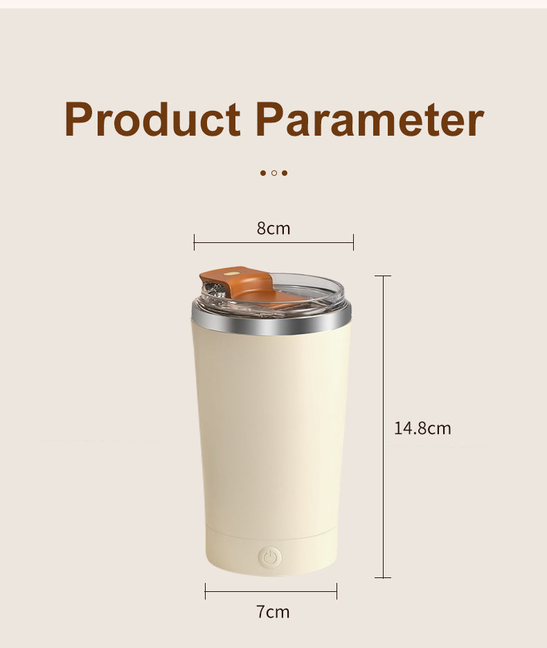Electric Self-Stirring Mug 420ml USB Rechargeable – Stainless Steel (Yellow)