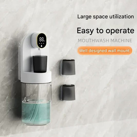 Smart Automatic Mouthwash Dispenser 4-Level LED Display 2000mAh – Black (Freestanding)