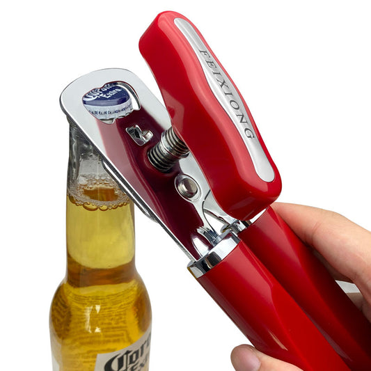 Blue (2-Pack) Heavy-Duty Manual Can Opener - Ergonomic 3-in-1 Tool with Stainless Steel Cutter & Bottle Opener