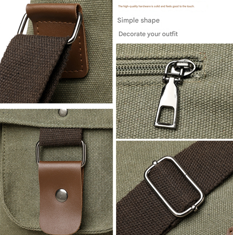 Brown Vintage Canvas Messenger Bag Men Crossbody Satchel Durable Shoulder Bag for Work and Travel Multi Pocket Casual Daypack