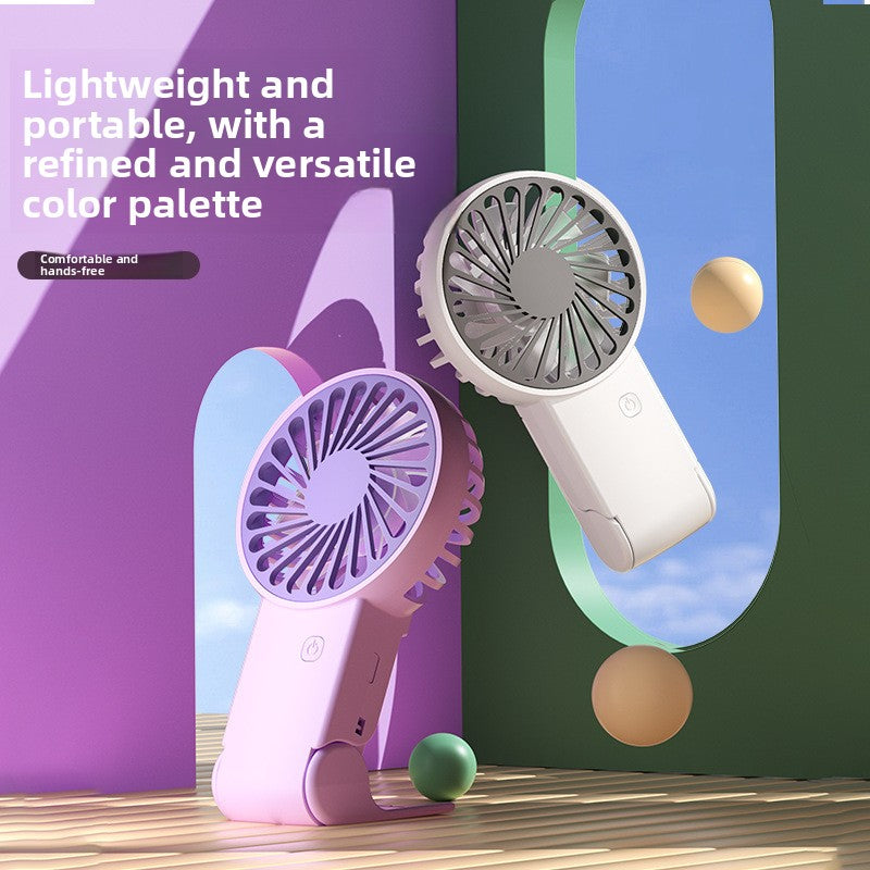Mini Foldable Handheld Fan 3-Speed USB Rechargeable 2-Pack – White