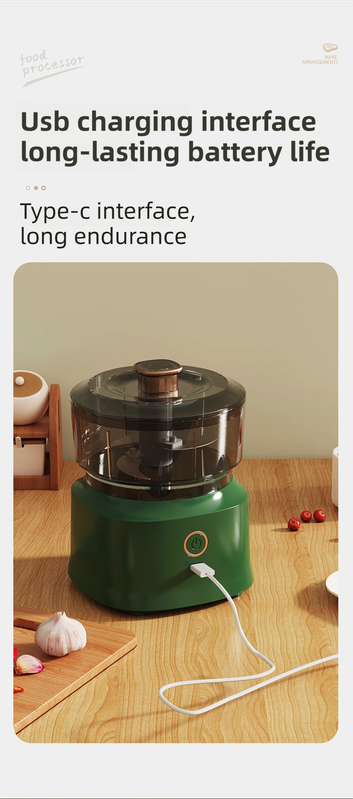 Coffee-Brown Wireless Electric Kitchen Grinder - Portable 150ml Baby Food Maker with 3 Stainless Steel Blades, USB Charging