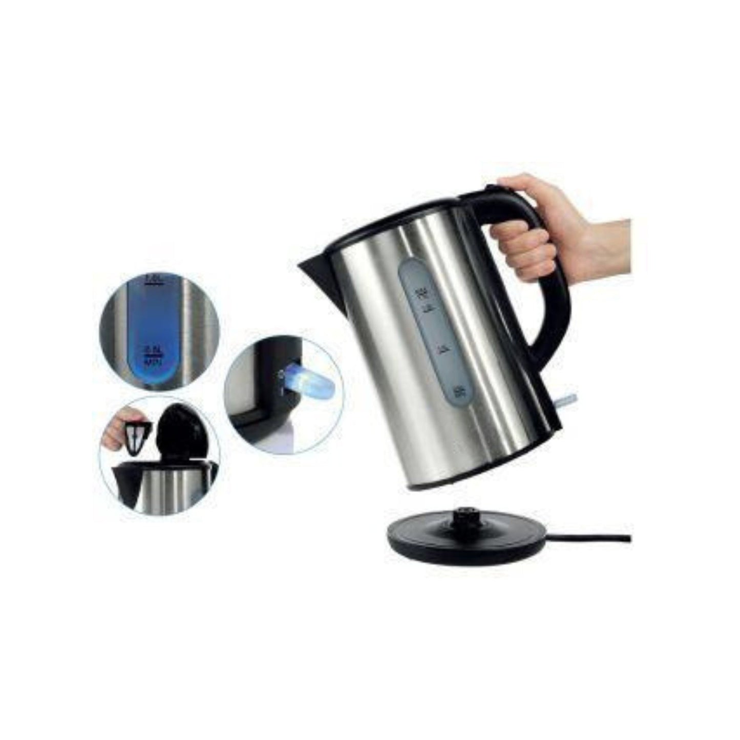 Dolphy 1.0L Brushed Silver Stainless Steel Electric Kettle – Premium Hotel Kettle