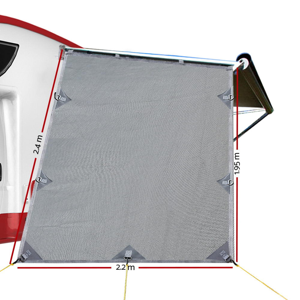 Caravan Privacy Screen Roll-Out Awning 1.95x2.2M UV Sun Shade – Grey