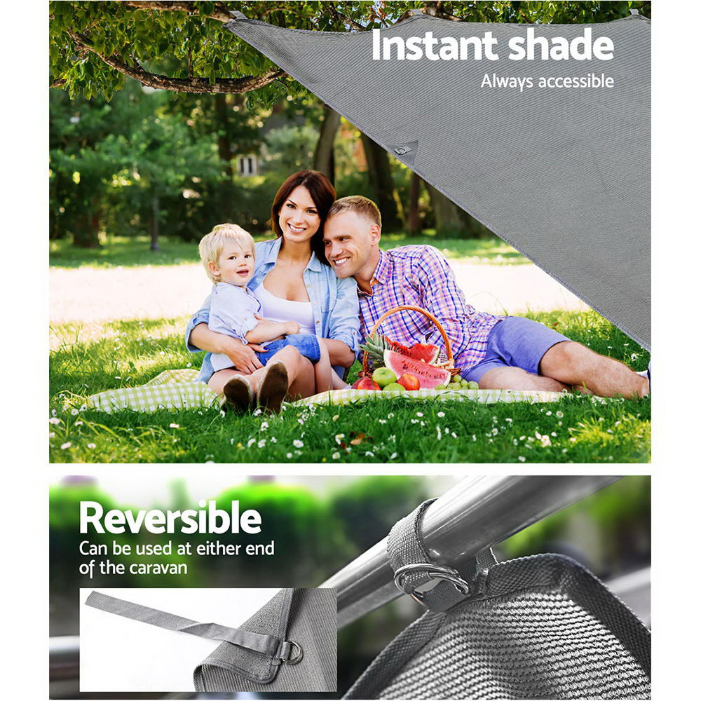 Caravan Privacy Screen Roll-Out Awning 1.95x2.2M UV Sun Shade – Grey