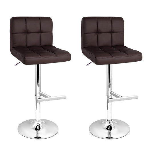 Artiss 2x Bar Stools Leather Gas Lift Brown