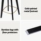 Artiss 4x Bar Stools Rattan Counter Kitchen Dinning Chair Bamboo Saddle Black