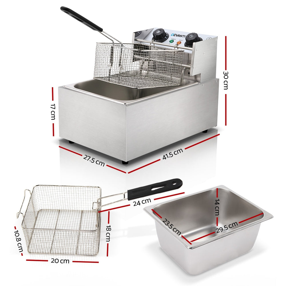 Devanti 10L Commercial Electric Deep Fryer Single Basket 2200W