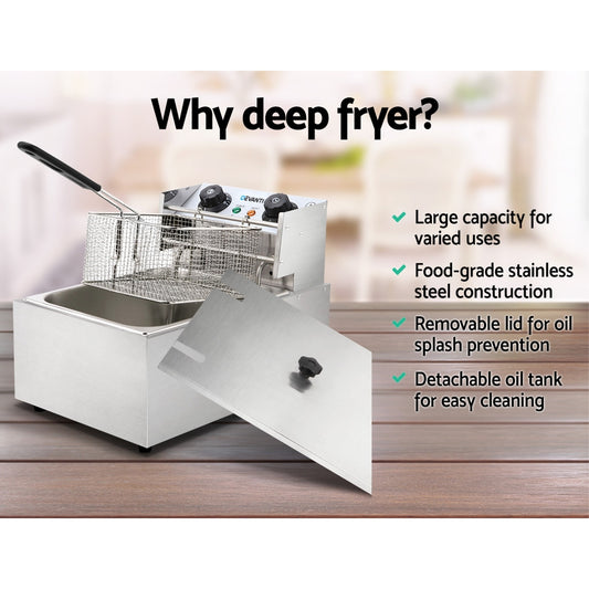 Devanti 10L Commercial Electric Deep Fryer Single Basket 2200W