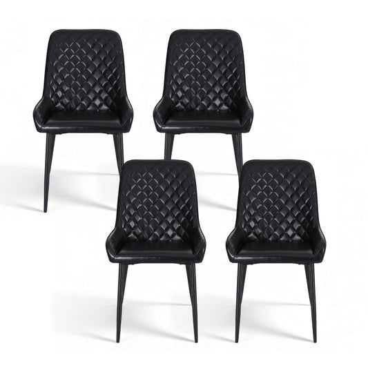 Artiss 4x Dining Chairs Retro PU Leather Kitchen Lounge Cafe Accent Chair Black