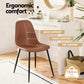 Artiss 2x Dining Chairs Retro PU Leather Kitchen Lounge Cafe Accent Chair Brown