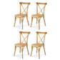 Artiss 4x Dining Chairs Rattan Wooden Kitchen Accent Chair Cafe Lounge Rubber Wood