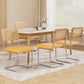 Artiss Dining Chairs Set of 4 Velvet Rattan Cantilever Yellow