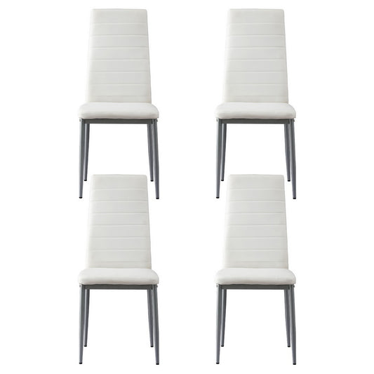Artiss Dining Chairs Set of 4 Leather Channel Tufted White
