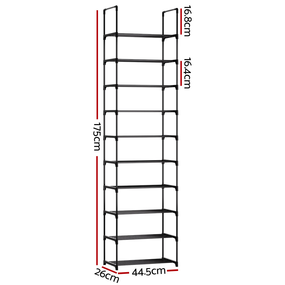 Artiss DIY Stackable Shoe Rack 10-Tier Dunn – Black
