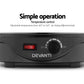 Food dehydrator control panel with adjustable temperature dial and power switch, black