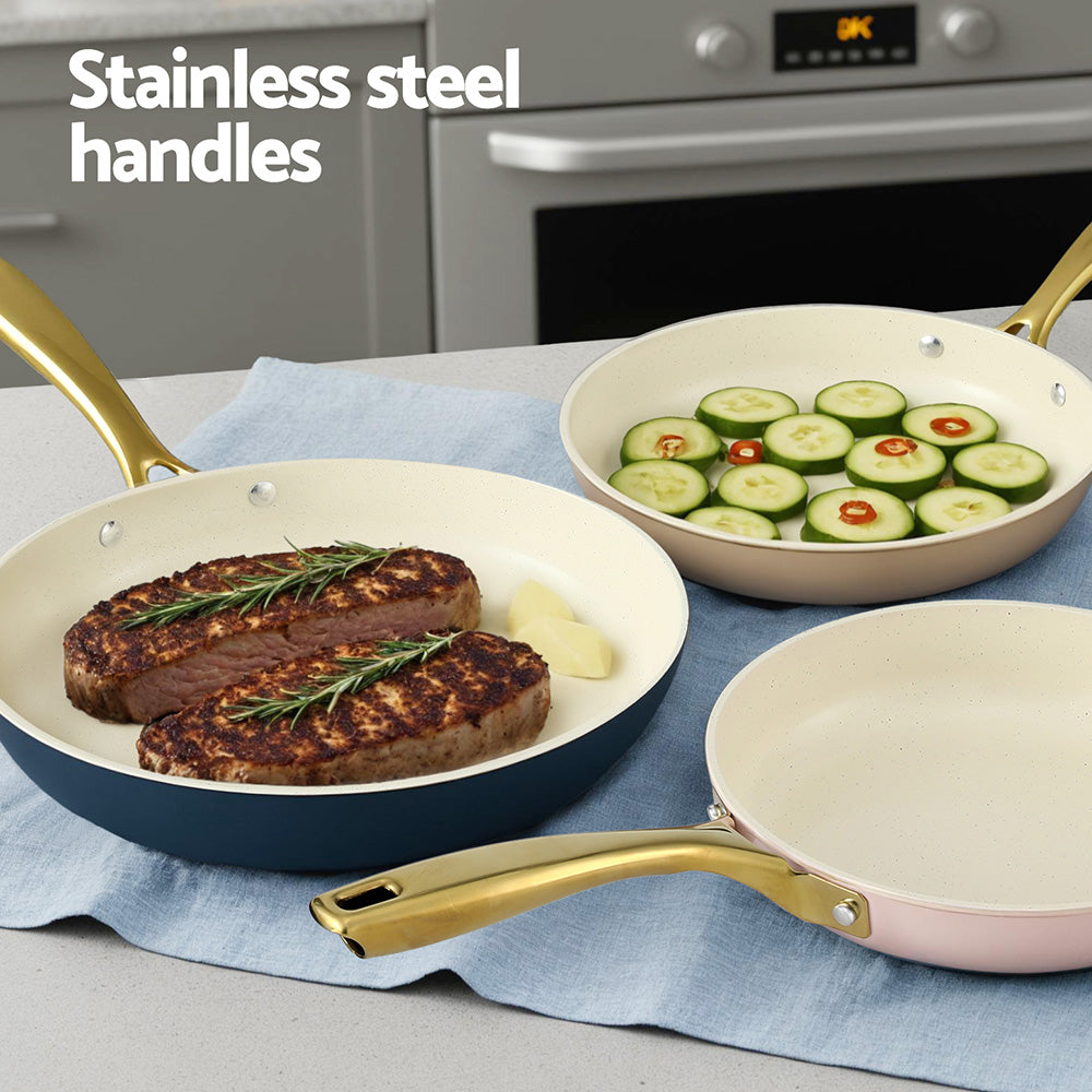 5-star Chef Frying Pan 3PCS Shades Frypan Set Ceramic Coating Multi Colour