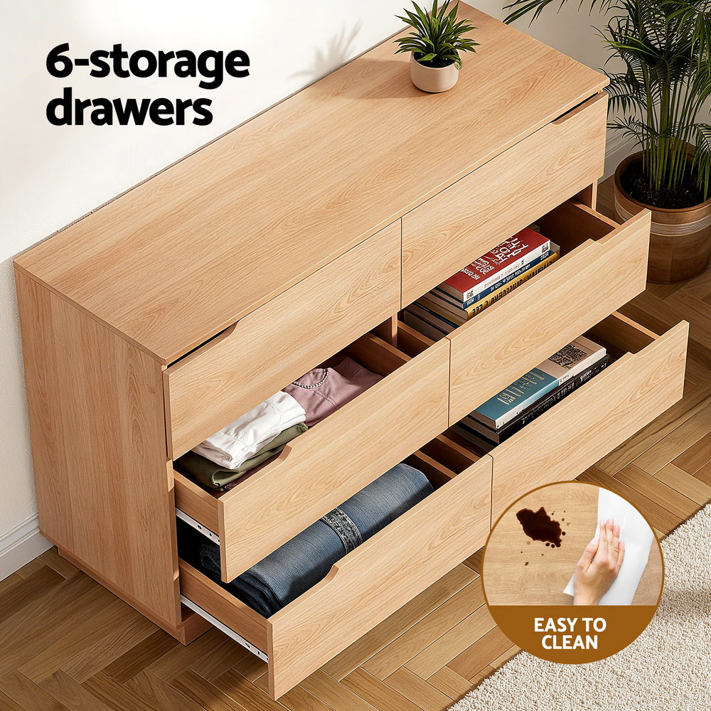 Artiss 6 Chest of Drawers Dresser Table Pine