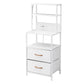 Artiss Bedside Table Tall Nightstand with Charging Station Drawers LED White